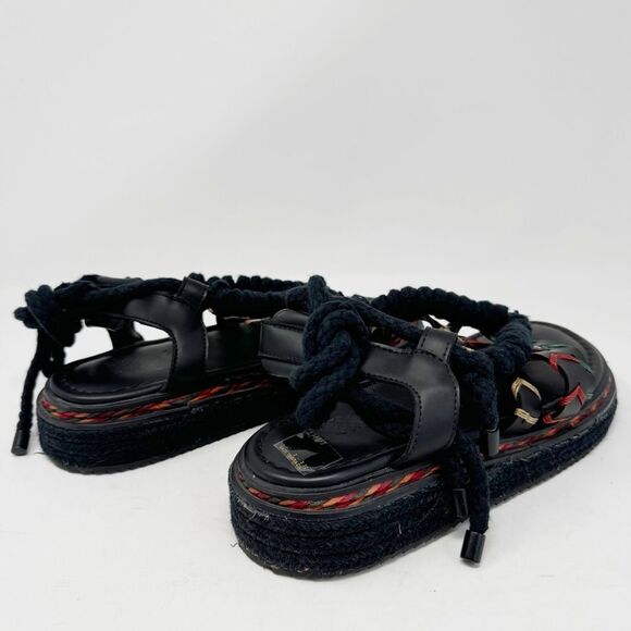 FARM RIO | Black Rope Strappy Flatform Sandals Made in Brazil Women’s Size US 8 - Picture 8 of 13